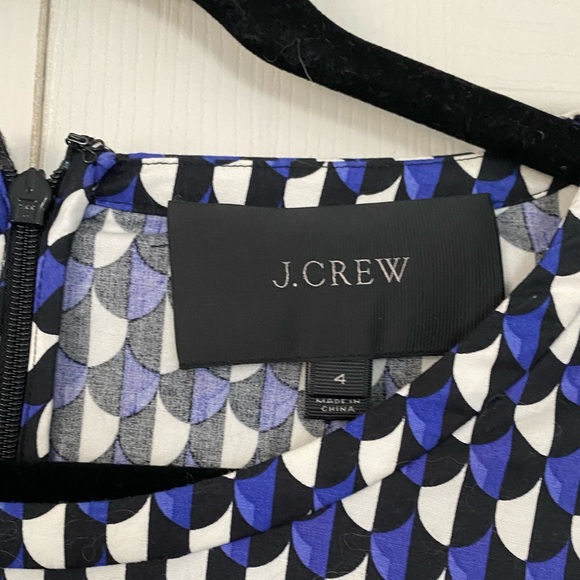 J. CREW purple black white scalloped print long sleeve dress with side zippers - Picture 3 of 7